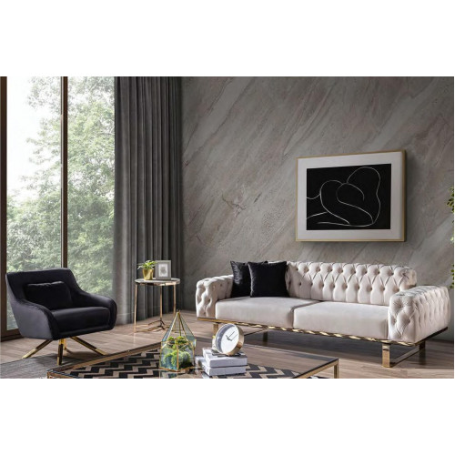 Moderne Schwarz Weiße Chesterfield Sofagarnitur Edelstahl Möbel Stilvoll 3+1 von Xl Moebel