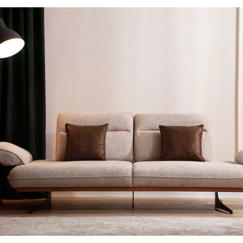 Moderner Beiger Dreisitzer Textilcouch Wohnzimmer Edle Polster Sitzmöbel von Xl Moebel