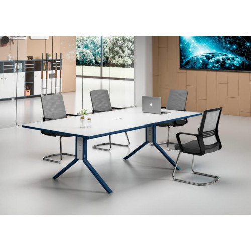 Moderner Blau-Weißer Konferenztisch Designer Arbeitszimmer Holz Möbel von Xl Moebel