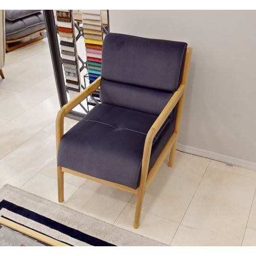 Moderner Blauer Sessel Wohnzimmer Polster Einsitzer Armlehnen Sessel von Xl Moebel