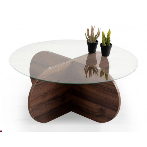 Moderner Couchtisch Wohnzimmer Glas dunkelbraunes Holz Spanplatte Neu von Xl Moebel