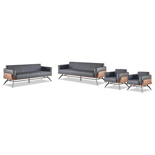 Moderner Ledersofa-Set 3-Sitzer Sessel Schwarz Braun Sofa-Set Couch Leder von Xl Moebel