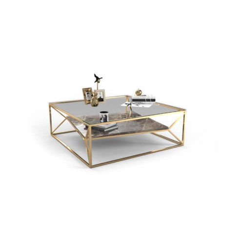 Moderner Marmor Wohnzimmer Couchtisch Luxus Edelstahl Tisch Glasplatte von Xl Moebel