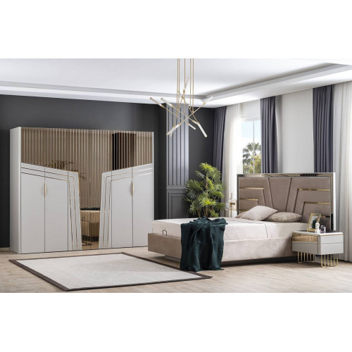 Moderner Schlafzimmer Set Designer Bett 2x Nachttische Kleiderschrank Moderner Schlafzimmer Set Designer Bett 2x Nachttische Kleiderschrank von Xl Moebel