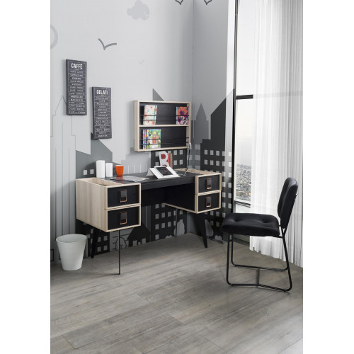 Moderner Schreibtisch Mit Jugendzimmer Wandregal Designer Möbel Schwarz Neu von Xl Moebel