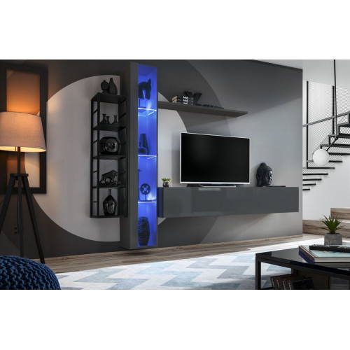 Moderner Wohnwand Einrichtung Design Stil Wohnzimmer TV-Ständer Wand Vitrine von Xl Moebel