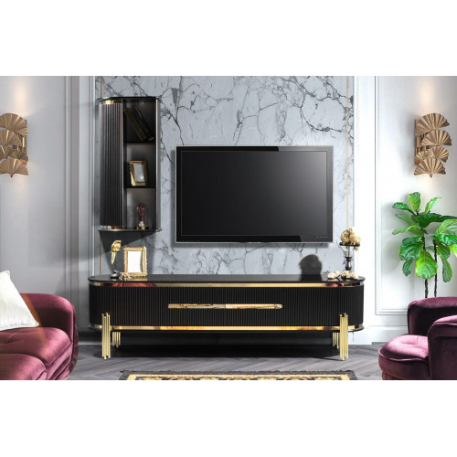 Modernes Lowboard Luxus RTV TV-Ständer Wohnzimmermöbel Schwarz Gold von Xl Moebel