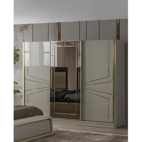 Modernes Schlafzimmer-Set in Beige mit europäischem Akzent von Xl Moebel