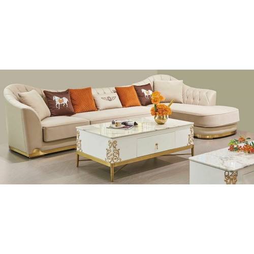 Modernes Sofa Ecksofa L Form Couchtisch Hocker Ecksofa Polster Hocker 2tlg. Set von Xl Moebel