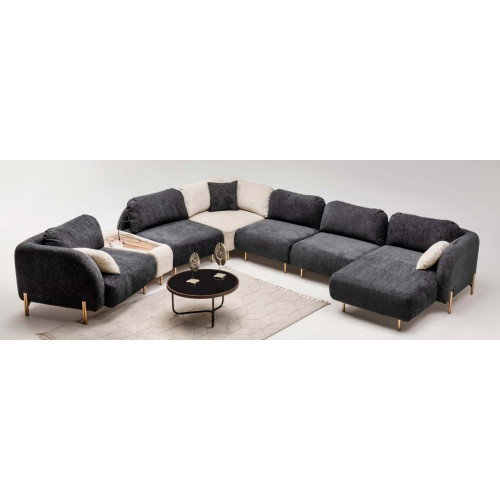 Modulares Sektionssofa Ecksofa U form Counch Grau Ottomane Stoff Sofa von Xl Moebel
