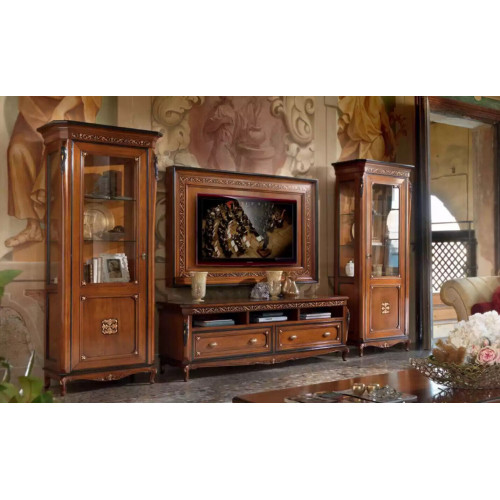 RTV Lowboard Klassische Wohnwand TV-Rahmen Braun Wohnzimmer Set 4tlg RTV Lowboard Klassische Wohnwand TV-Rahmen Braun Wohnzimmer Set 4tlg von Xl Moebel