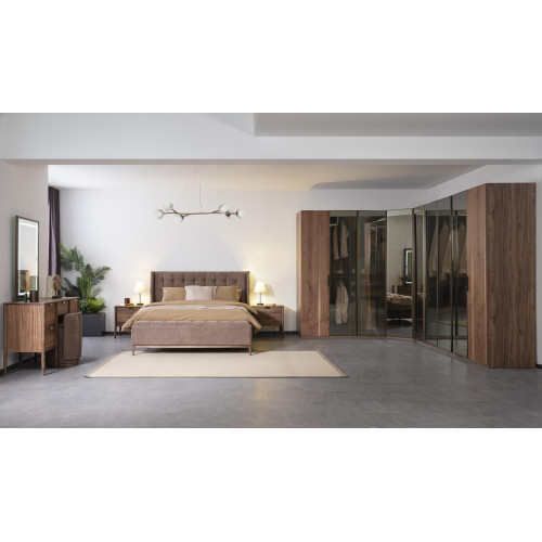 Schlafzimmer Glas Schrank Nachttisch Kommode Hocker Komplettes Set 6tlg. Holz von Xl Moebel