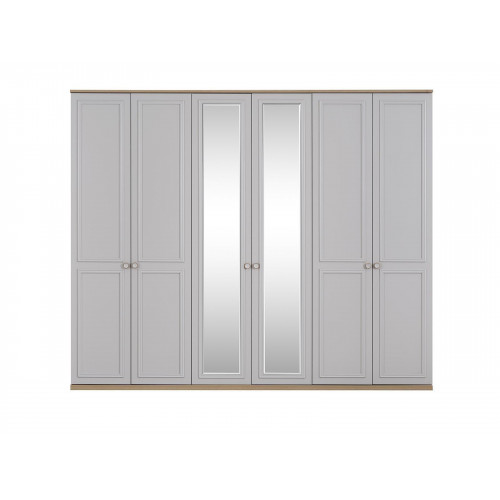 Schlafzimmerschrank Kleiderschrank Schrank Grau Holz Spiegel 6 Türen Schlafzimmerschrank Kleiderschrank Schrank Grau Holz Spiegel 6 Türen von Xl Moebel
