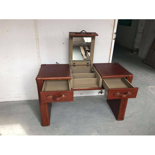 Schminktisch Frisiertisch Kosmetiktisch Kommode Hocker Vintage Leder Koffer neu von Xl Moebel