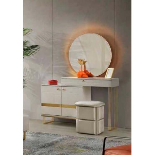Schminktisch mit Spiegel Weiß Gold Zweifarbig Modern Rechteckig Design Schminktisch mit Spiegel Weiß Gold Zweifarbig Modern Rechteckig Design von Xl Moebel