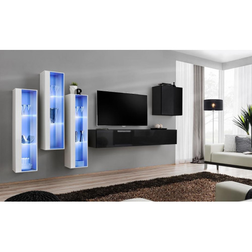Schwarz TV Ständer Wohnwand Set 5tlg Wandschrank Holzmöbel Designer Neu Schwarz TV Ständer Wohnwand Set 5tlg Wandschrank Holzmöbel Designer Neu von Xl Moebel