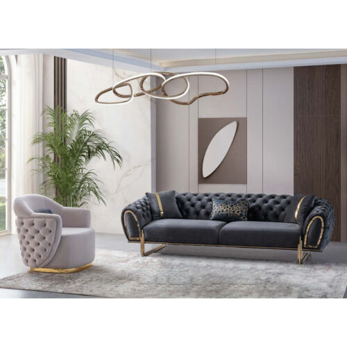 Schwarz-Weiße Chesterfield Sitzgarnitur Luxuriöser 3-Sitzer Einsitzer von Xl Moebel