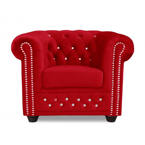Sessel Design Polster Modern Textil Stoff Rot Fernseh 1 Sitzer Chesterfield Neu von Xl Moebel