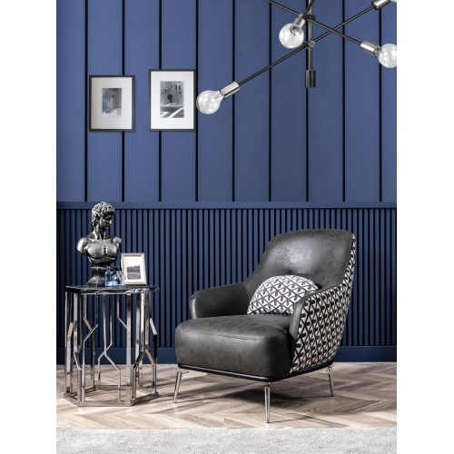 Sessel Ohrensessel Kunstleder Wohnzimmer Polyester Design Schwarz von Xl Moebel