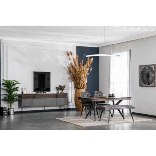 Set Kommode Spiegel Wohnzimmer Design Holz Neu Stil Modern Sideboard grau von Xl Moebel