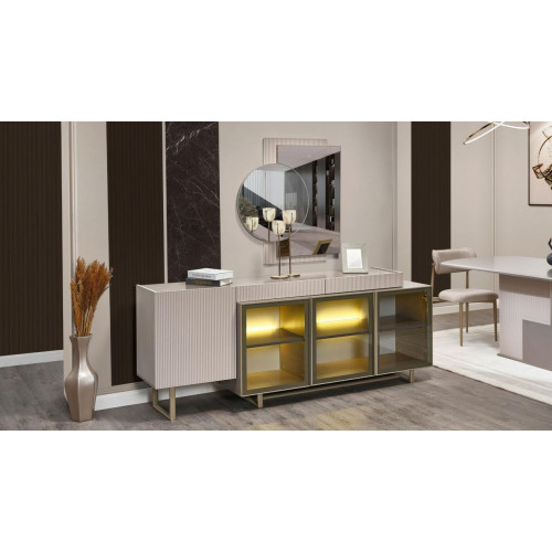 Sideboard Anrichte Holzschrank Schrank Kommode Beige Holz Esszimmer von Xl Moebel