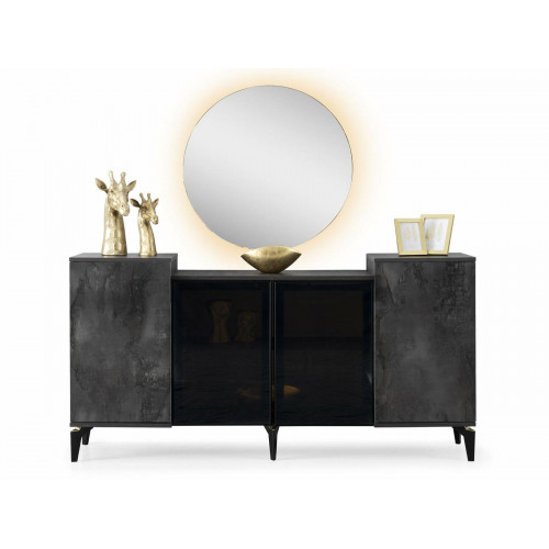 Sideboard mit Rund Spiegel Esszimmer Anrichte Dunkelgrau Rechteckig Modern von Xl Moebel