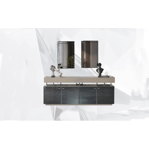 Sideboard mit Spiegel Anrichte Garnitur Schrank Modern Kommode Grau von Xl Moebel