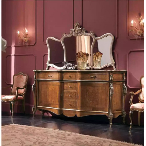 Sideboard mit Spiegel Wohnzimmer Anrichte Möbel Design Schrank Braun Neu von Xl Moebel