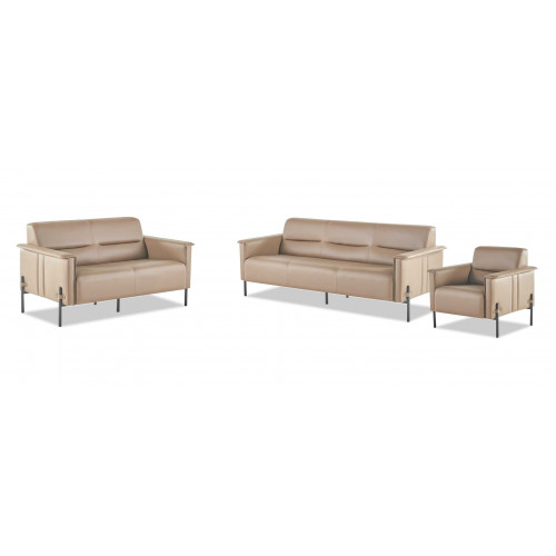Sitzmöbel Beige Sofagarnitur Set 3-Sitzer 2-Sitzer Sessel Leder Modern Sitzmöbel Beige Sofagarnitur Set 3-Sitzer 2-Sitzer Sessel Leder Modern von Xl Moebel