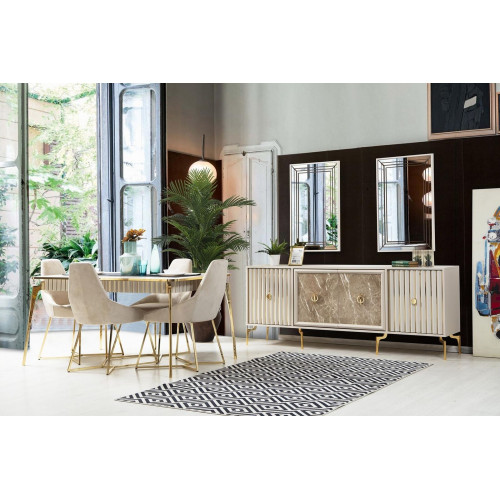 Stilvolle Esszimmer Garnitur Luxus Set Designer Esstisch mit 6x Stühlen von Xl Moebel