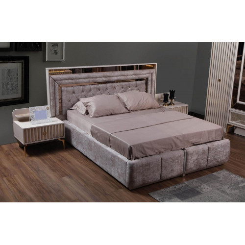 Taupes Schlafzimmer Set Designer Möbel Doppelbett Nachttische Holzmöbel von Xl Moebel