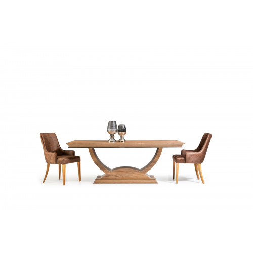 Tisch Esstisch Brauner Holz Säulentisch Essgruppe mit 4 Stühlen Stuhl Set Tisch Esstisch Brauner Holz Säulentisch Essgruppe mit 4 Stühlen Stuhl Set von Xl Moebel