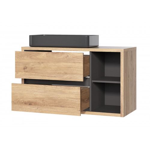Waschbeckenunterschrank mit Waschtisch hängend 100 cm Badezimmerschank von Xl Moebel
