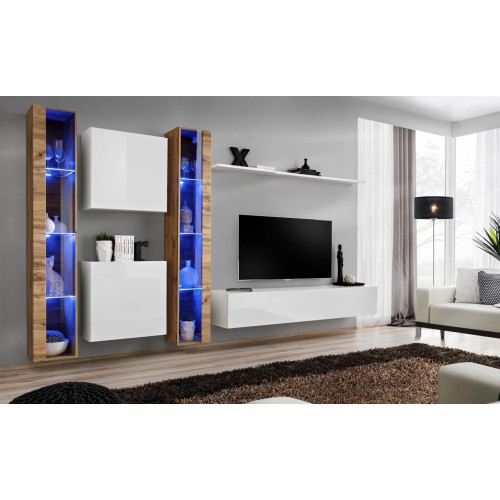 Weiß TV-Ständer Wohnwand Wandschrank Design Wohnzimmermöbel Luxus Sideboard von Xl Moebel