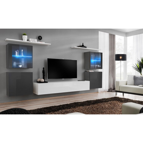 Weiß Wohnwand Hochglanz Designer Wand Schrank Wandregale Holz Luxus Möbel von Xl Moebel