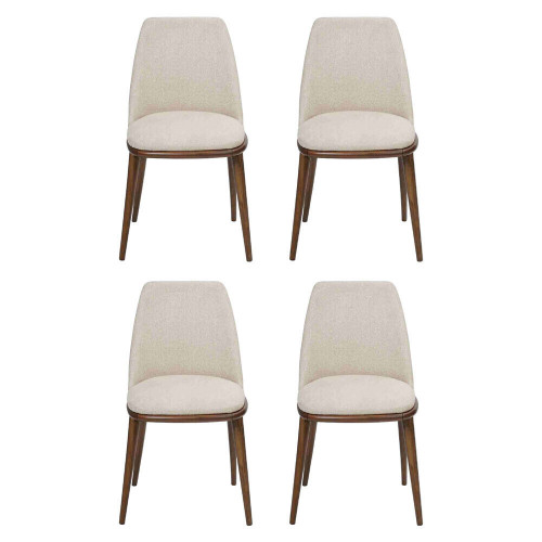 Weiße Stuhlgarnitur Designer 4x Küchenstühle Luxus Sitzmöbel Holzgestell von Xl Moebel