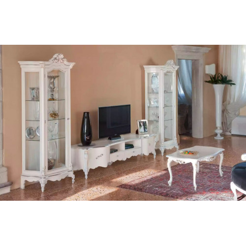 Weiße Wohnzimmer Wohnwand Luxus Möbel TV-Ständer 2x Vitrinen Couchtisch von Xl Moebel