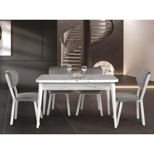 Weißer Ausziehbarer Esstisch Tischplatte Einfarbiger Esszimmer Tisch Weißer Ausziehbarer Esstisch Tischplatte Einfarbiger Esszimmer Tisch von Xl Moebel