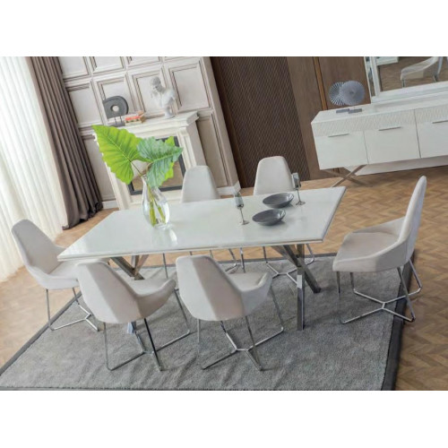 Weißes Esszimmer Set Rechteckiger Esstisch 4x Designer Stühle 5tlg Set von Xl Moebel
