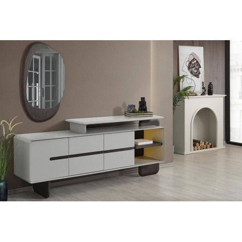 Weißes Sideboard Luxuriöser Spiegel Designer Anrichte Edles 2tlg Set von Xl Moebel