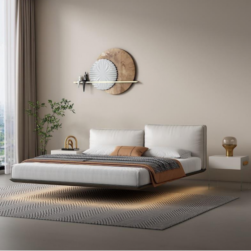 Weißes Wandbett Designer LED-Bett Modernes Schlafzimmer Doppelbett Neu von Xl Moebel