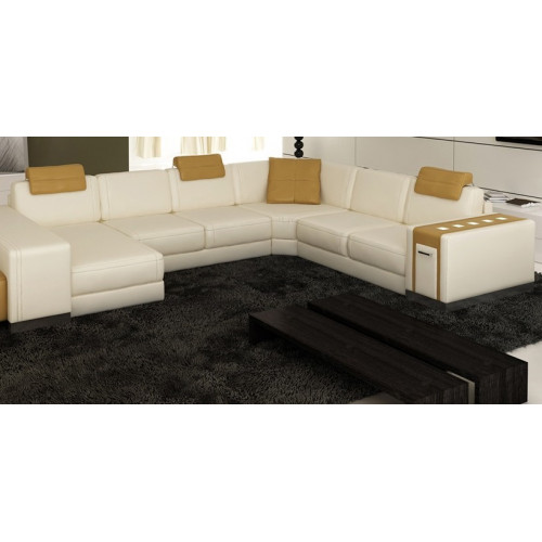 Wohnlandschaft Designer Sofa LED USB Couch Big Polster Leder Sofas Eck Ecke Sitz von Xl Moebel