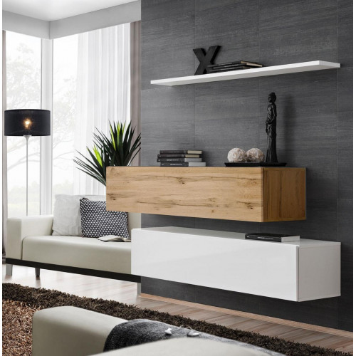 Wohnwand 130 cm Designer 2x Wandschrank Garnitur Set Möbel Holz Wohnzimmer von Xl Moebel