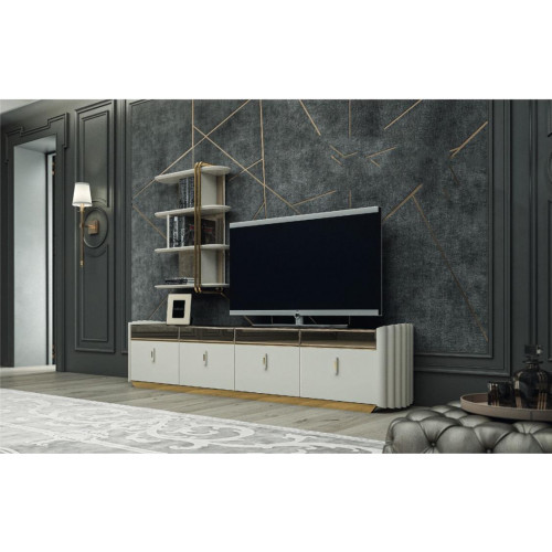 Wohnwand Design Wandregal TV-Ständer Wandschrank Wohnzimmer Holz Einrichtung Wohnwand Design Wandregal TV-Ständer Wandschrank Wohnzimmer Holz Einrichtung von Xl Moebel
