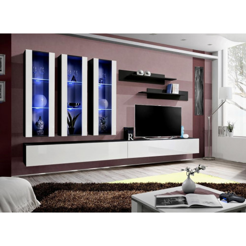 Wohnwand Hänge Vitrine Wohnzimmer Lowboard TV Ständer Modern Design Set 7tlg. von Xl Moebel
