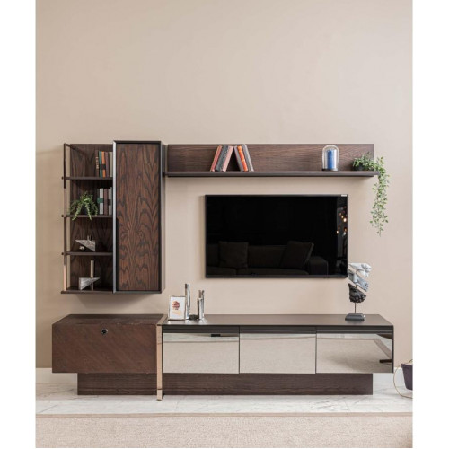 Wohnwand TV Ständer Regale RTV Lowboard Sideboard Braun Holz Schrank Wohnwand TV Ständer Regale RTV Lowboard Sideboard Braun Holz Schrank von Xl Moebel