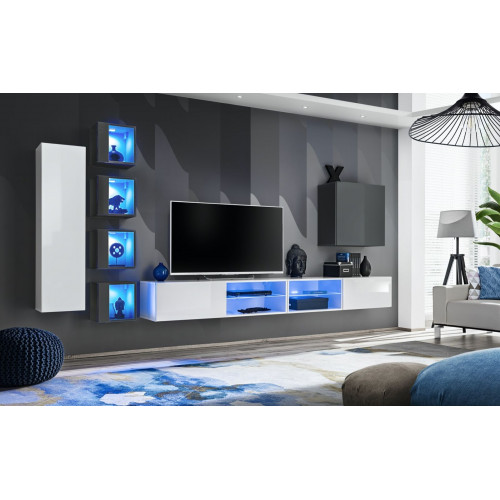 Wohnwand Weiß Designer Wandschrank Möbel Wohnzimmermöbel Einrichtung Komplett von Xl Moebel