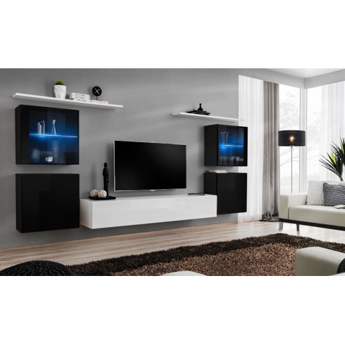 Wohnwand Weiß Wandregale TV Ständer Komplett Sideboard Hochglanz Einrichtung von Xl Moebel