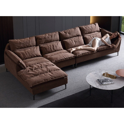Wohnzimmer Design Ecke Textil Leder Braun Luxus Sofa Couch Polsterung L-Form Neu von Xl Moebel