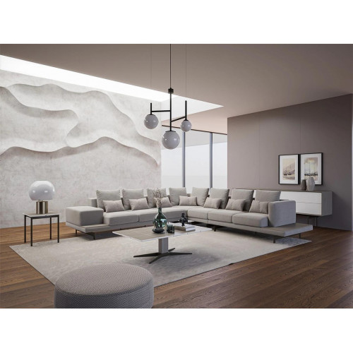 Wohnzimmer Grau Polstermöbel Ecksofa L-Form Design Couchtisch Beistelltisch von Xl Moebel